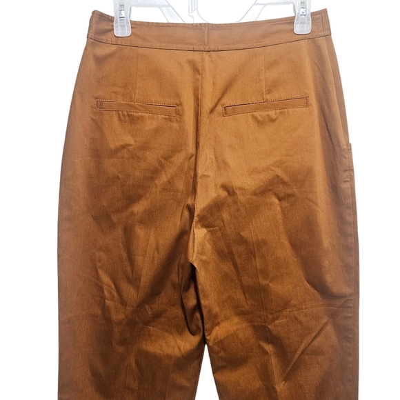 Rebecca‎ Taylor Women's Rust Orange High Rise Cropped Pleated Pants Size 6 - Picture 7 of 8